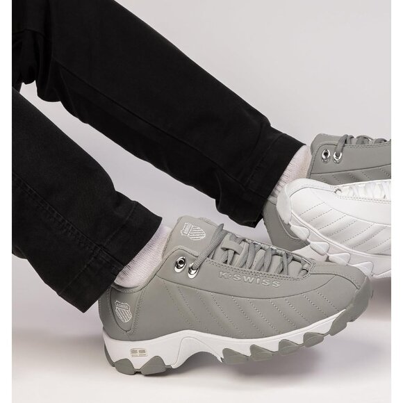 K-swiss Men's Gray/silver Wide Tennis Dad Walking Leather Upper Sneaker Shoes - Picture 6 of 8